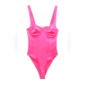 Zara Pink Satin Bodysuit